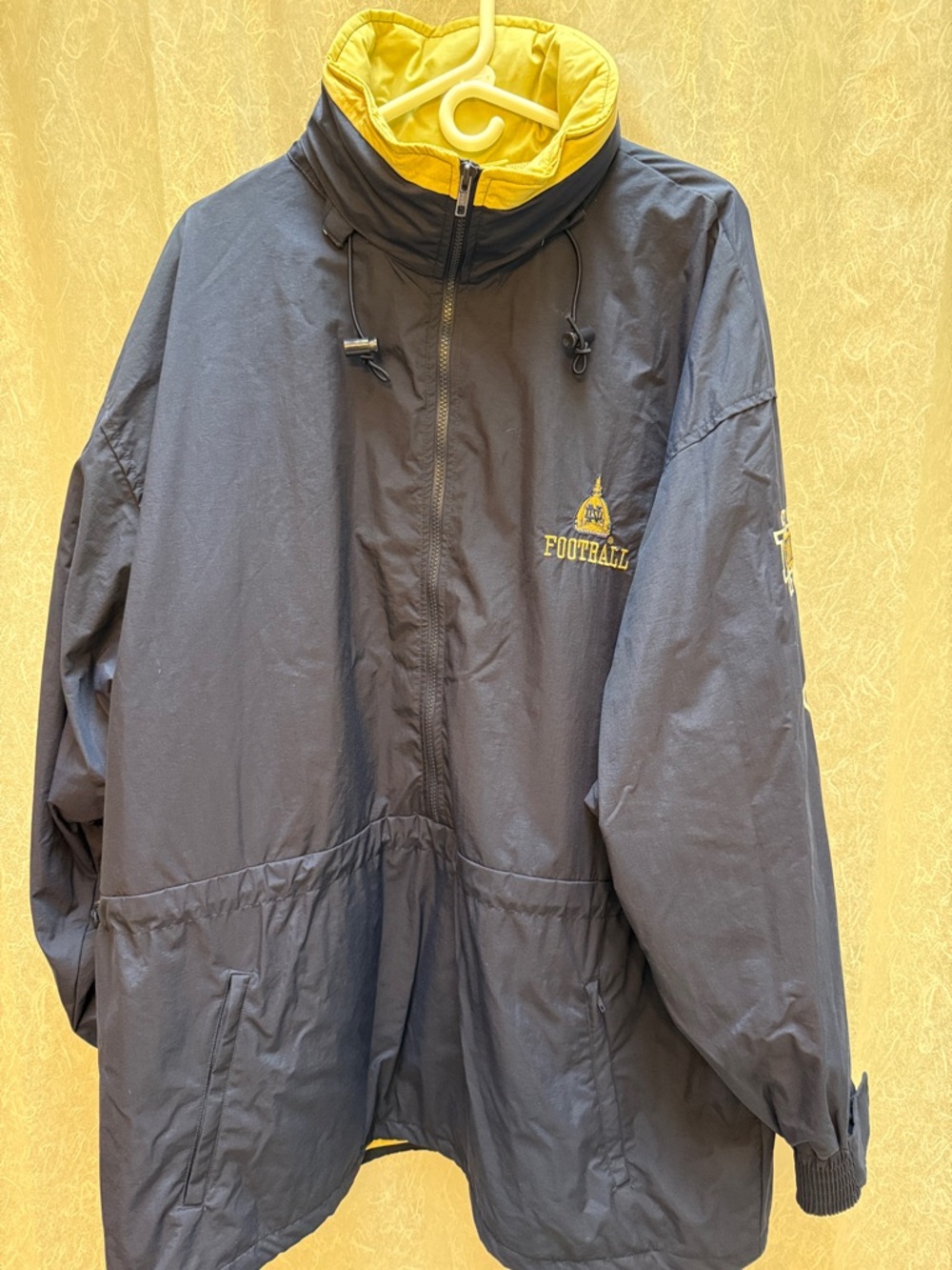 Champion Navy and Gold Embroidered ND  Football Stadium Jacket 3/4 Zipper XXL